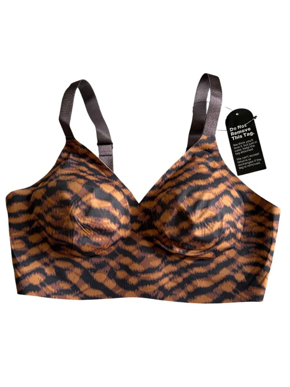 EBY Women's Sz S Seamless Tiger Print Bra Top With Cushioned Support